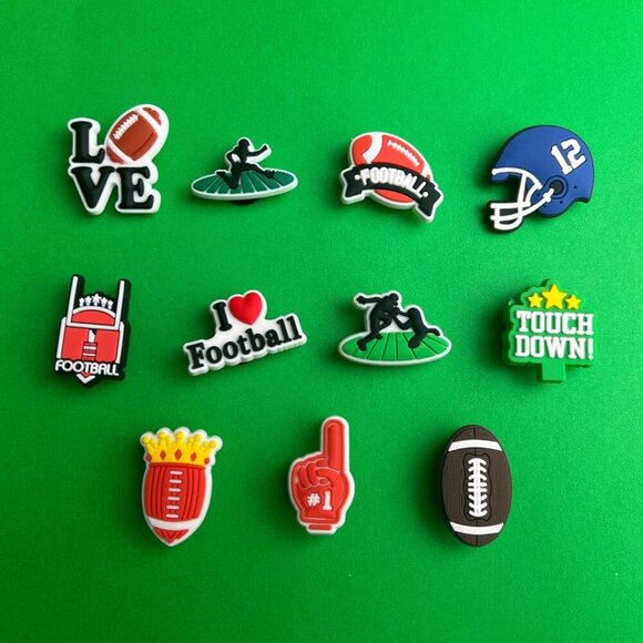 Football Crocs Shoe Charms Set of 11 - jibbitz Charms - Picture 1 of 3